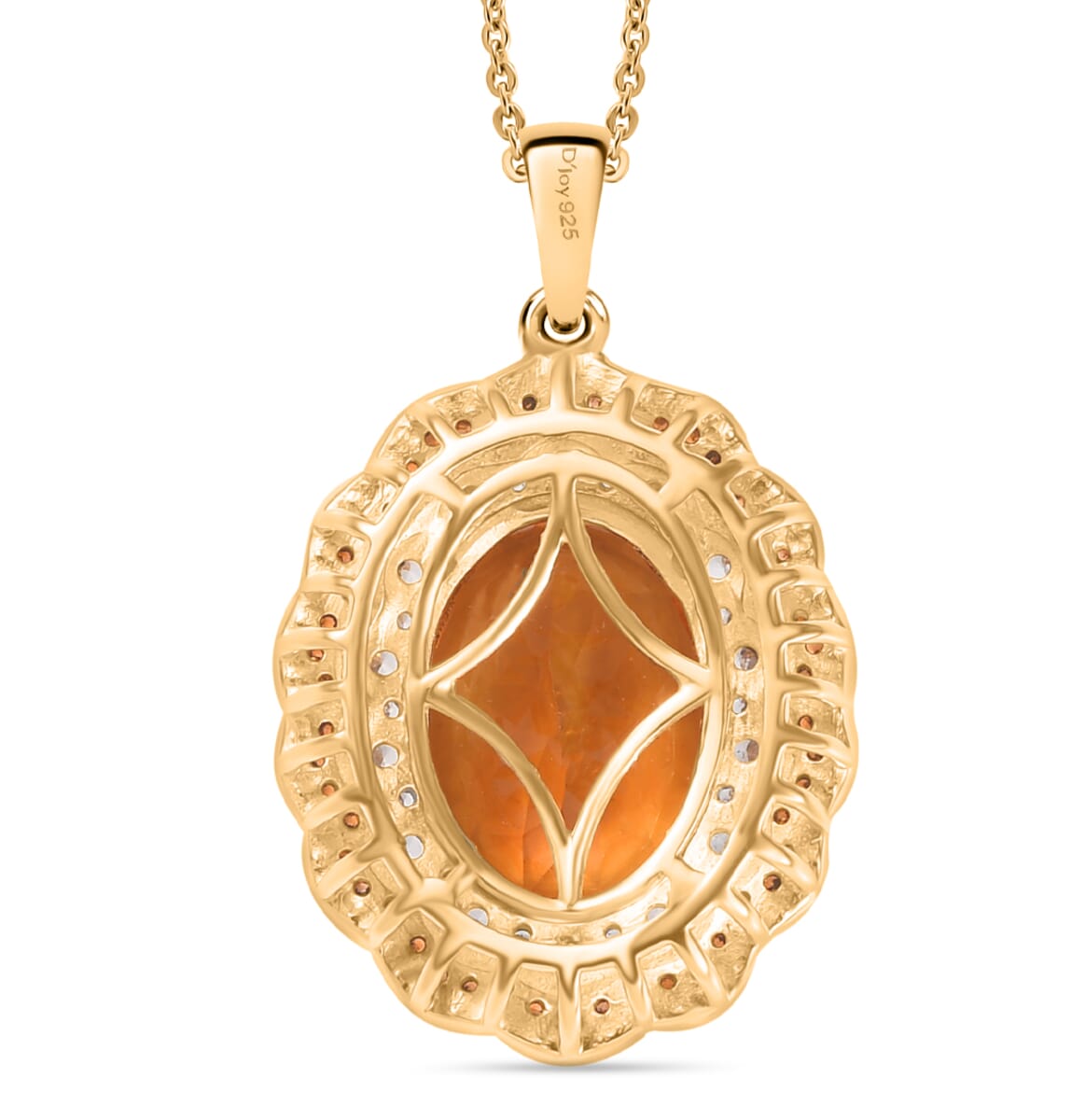Premium Santa Ana Madeira Citrine, Champagne and White Zircon 6.60 ctw Floral Pendant Necklace in 18K Vermeil Yellow Gold Over Sterling Silver 20 Inches image number 4