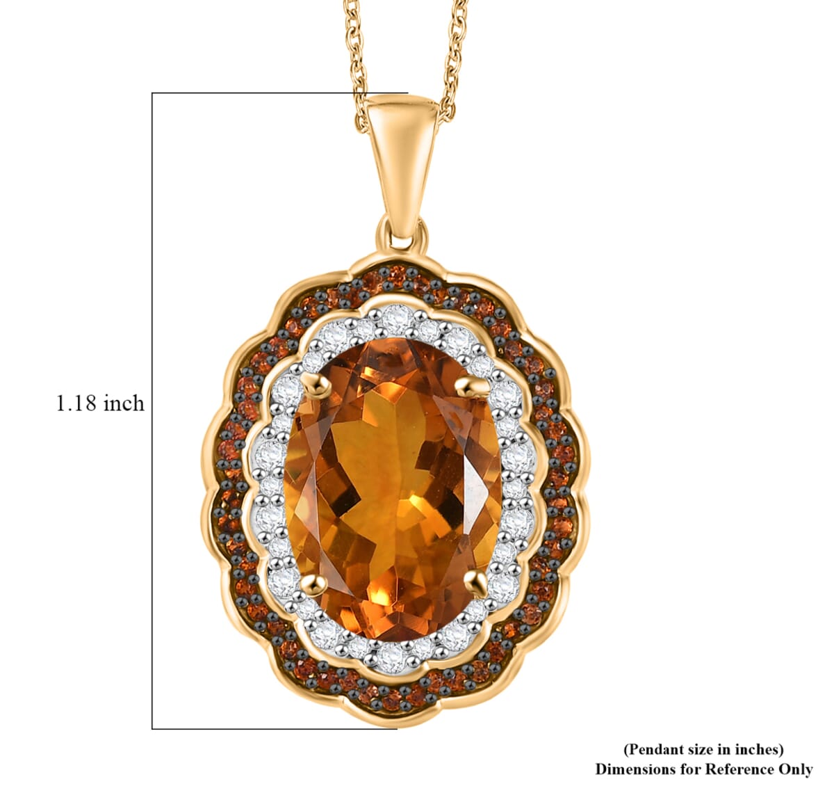 Premium Santa Ana Madeira Citrine, Champagne and White Zircon 6.60 ctw Floral Pendant Necklace in 18K Vermeil Yellow Gold Over Sterling Silver 20 Inches image number 5