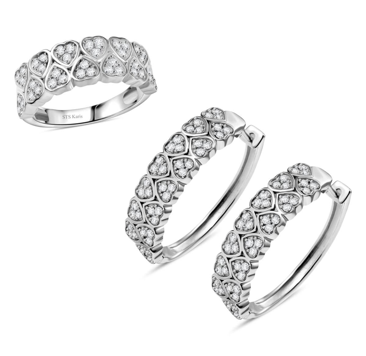 Set of 2 - Karis Golconda Topaz 2.15 ctw Eternal Love Ring (Size 5.0) and Hoop Earrings in Platinum Bond  image number 0