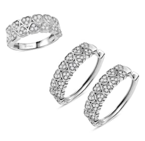 Set of 2 - Karis Golconda Topaz 2.15 ctw Eternal Love Ring (Size 5.0) and Hoop Earrings in Platinum Bond 