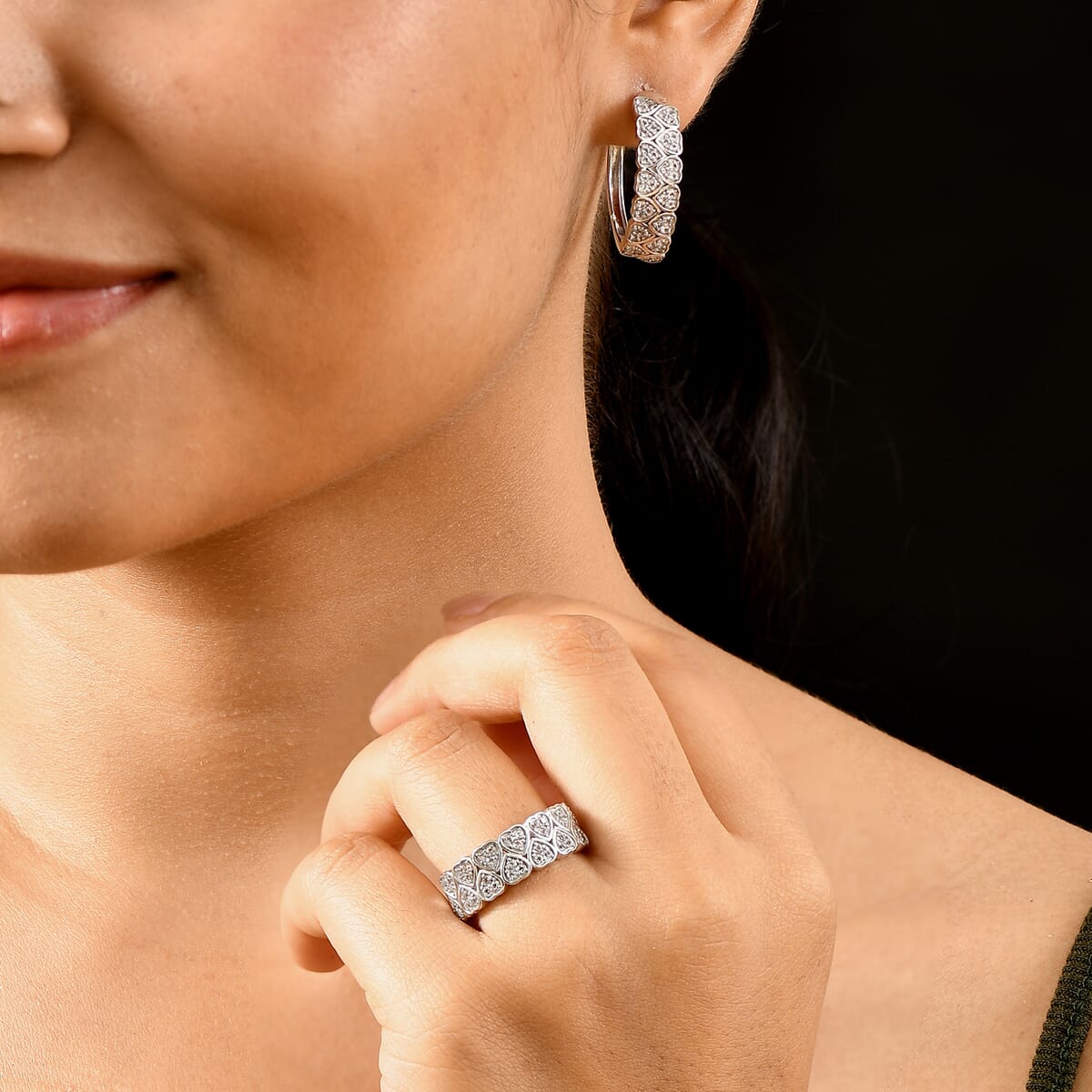 Set of 2 - Karis Golconda Topaz 2.15 ctw Eternal Love Ring (Size 5.0) and Hoop Earrings in Platinum Bond  image number 2