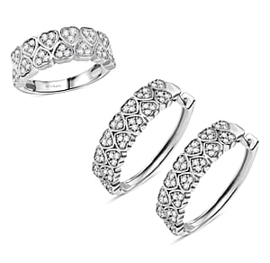 Set of 2 - Karis Golconda Topaz 2.15 ctw Eternal Love Ring (Size 10.0) and Hoop Earrings in Platinum Bond