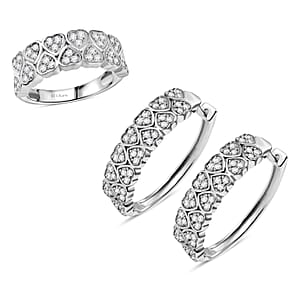Set of 2 - Karis Golconda Topaz 2.15 ctw Eternal Love Ring (Size 9.0) and Hoop Earrings in Platinum Bond