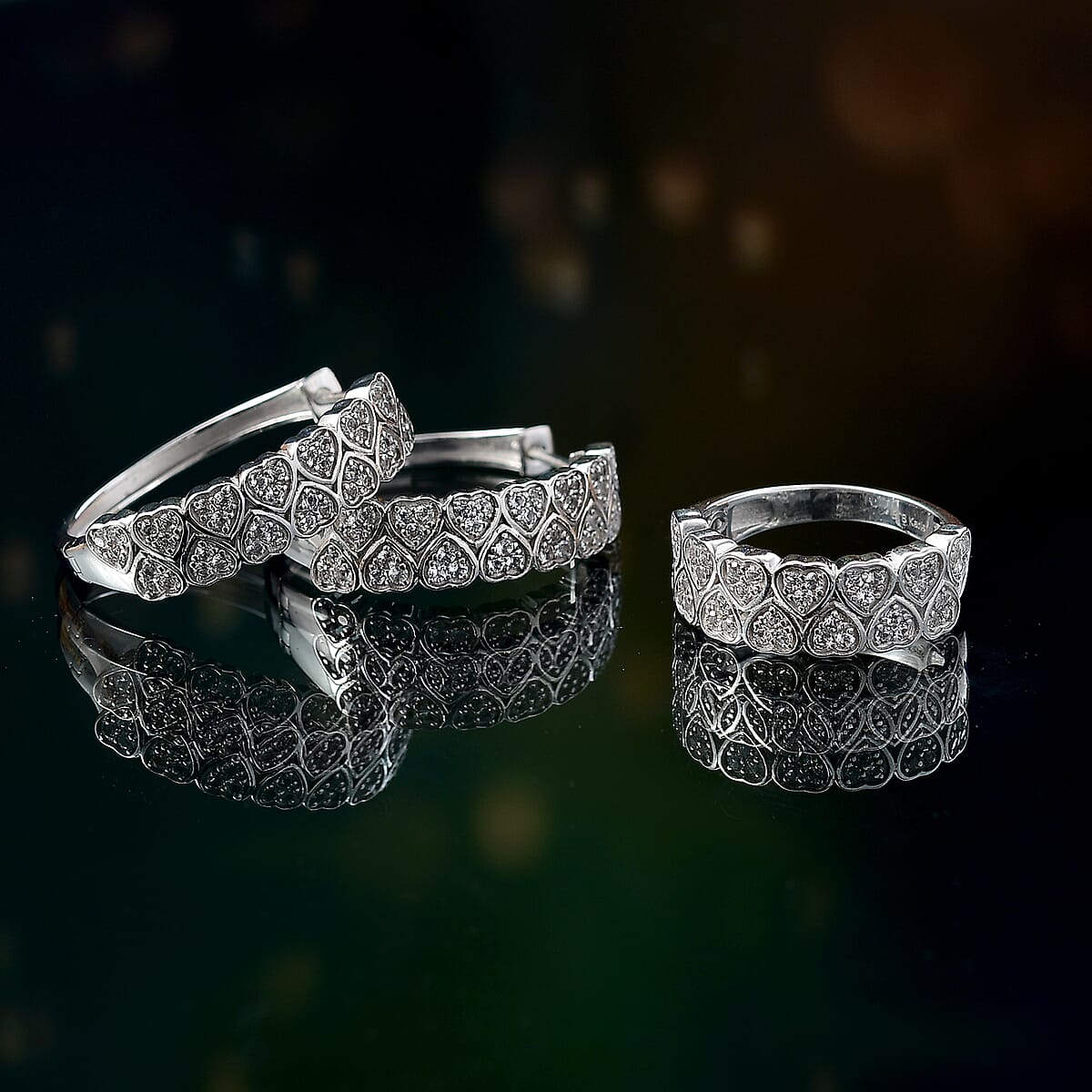 Set of 2 - Karis Golconda Topaz 2.15 ctw Eternal Love Ring (Size 8.0) and Hoop Earrings in Platinum Bond image number 1