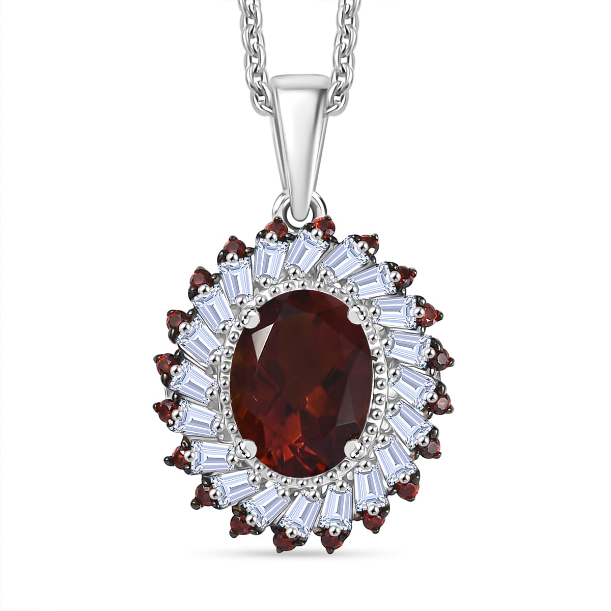 Brazilian Cherry Citrine and Multi Gemstone 2.50 ctw Firecracker Pendant Necklace in Platinum Over Sterling Silver 20 Inches image number 0