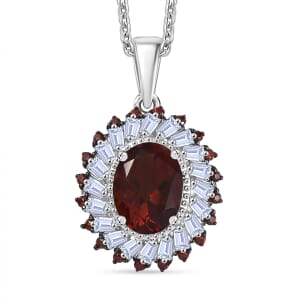 Brazilian Cherry Citrine and Multi Gemstone 2.50 ctw Firecracker Pendant Necklace in Platinum Over Sterling Silver 20 Inches