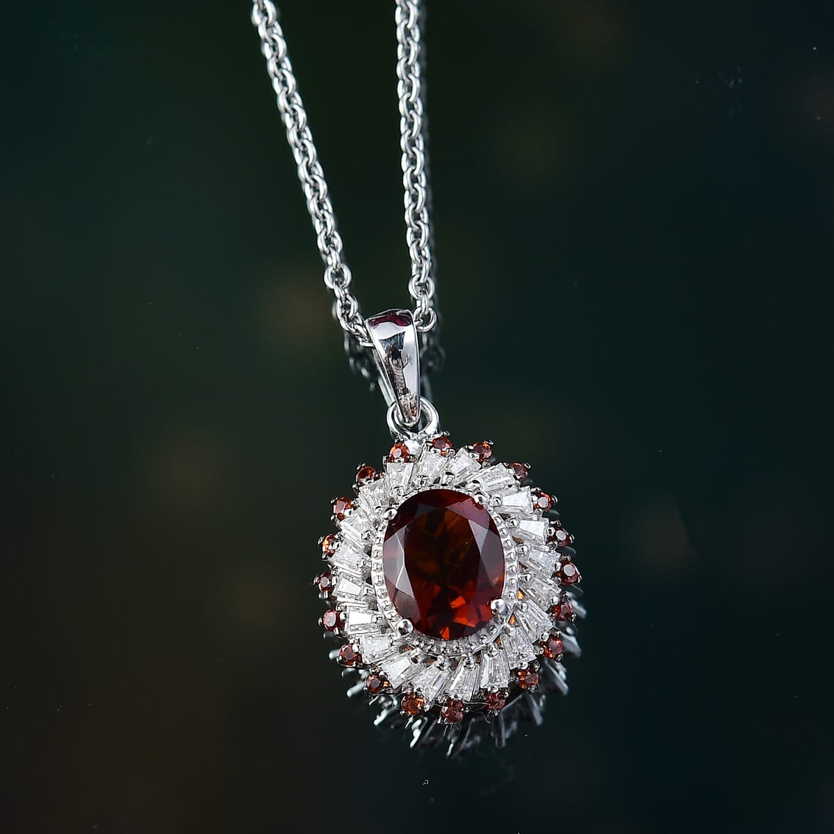 Brazilian Cherry Citrine and Multi Gemstone 2.50 ctw Firecracker Pendant Necklace in Platinum Over Sterling Silver 20 Inches image number 1