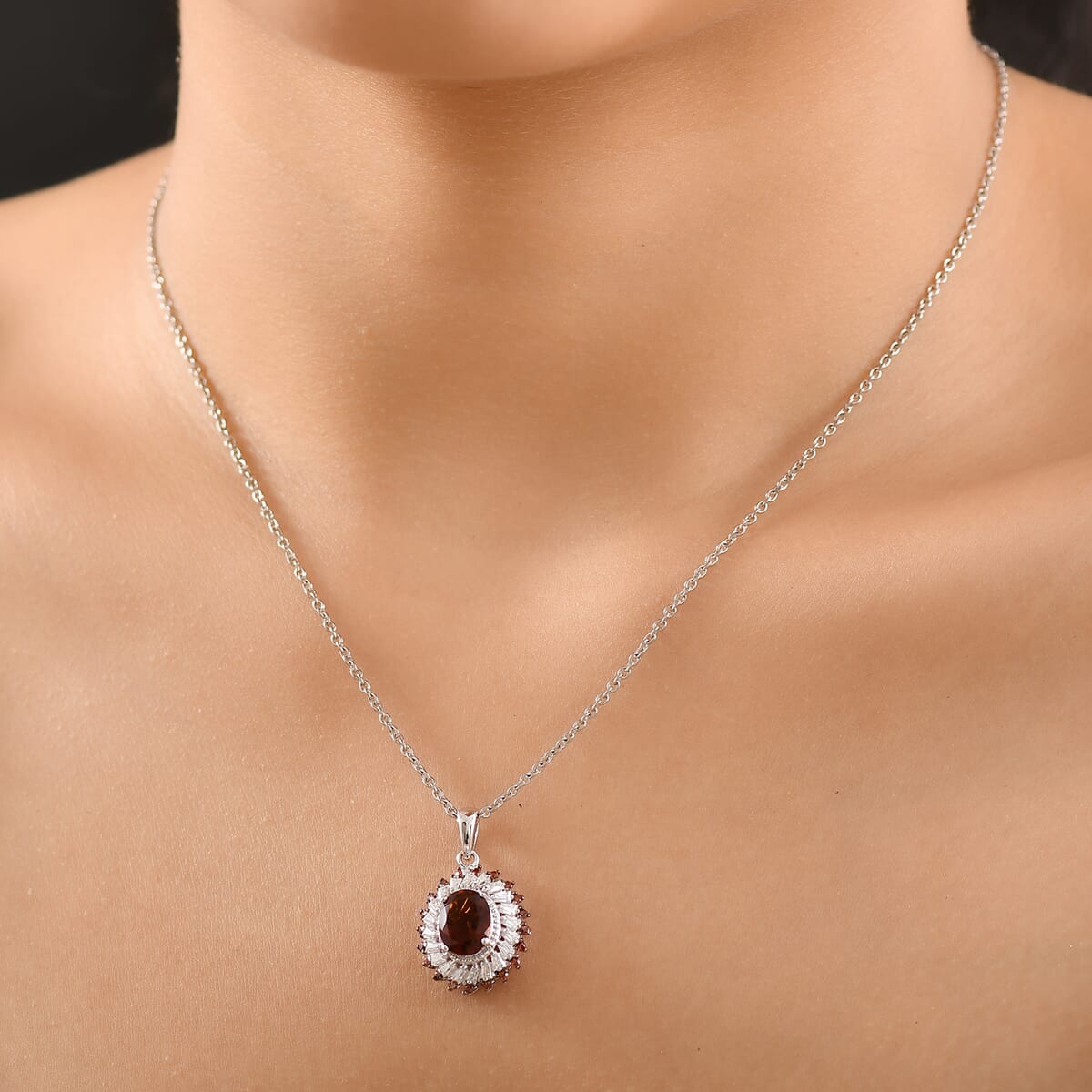 Brazilian Cherry Citrine and Multi Gemstone 2.50 ctw Firecracker Pendant Necklace in Platinum Over Sterling Silver 20 Inches image number 2