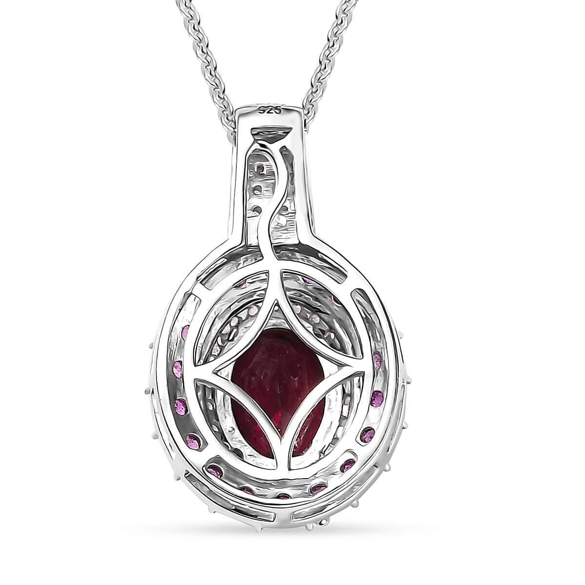 Orissa Rhodolite Garnet and Multi Gemstone 2.15 ctw Timeless Elegance Pendant Necklace in Rhodium Over Sterling Silver 20 Inches