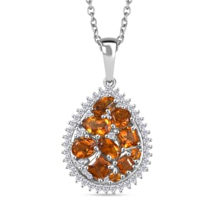 Santa Ana Madeira Citrine and Multi Gemstone 2.40 ctw Miracle Garden Pendant Necklace 20 Inches in Stainless Steel