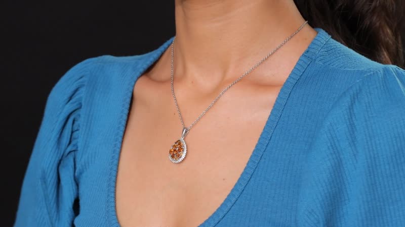 Santa Ana Madeira Citrine and Multi Gemstone 2.40 ctw Miracle Garden Pendant Necklace 20 Inches in Stainless Steel