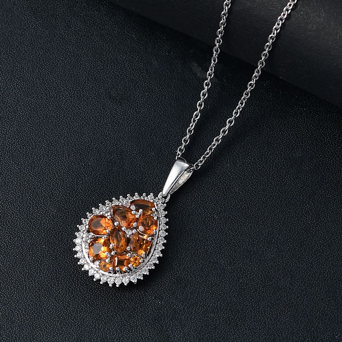 Santa Ana Madeira Citrine and Multi Gemstone 2.40 ctw Miracle Garden Pendant Necklace 20 Inches in Stainless Steel image number 1