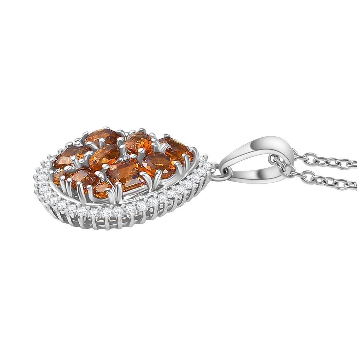 Santa Ana Madeira Citrine and Multi Gemstone 2.40 ctw Miracle Garden Pendant Necklace 20 Inches in Stainless Steel image number 3