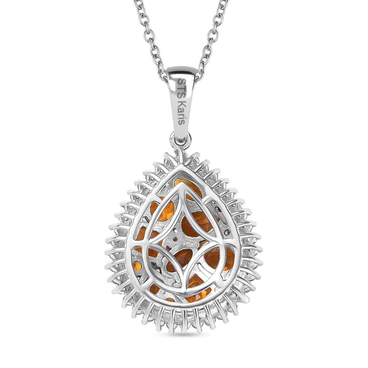 Santa Ana Madeira Citrine and Multi Gemstone 2.40 ctw Miracle Garden Pendant Necklace 20 Inches in Stainless Steel image number 4
