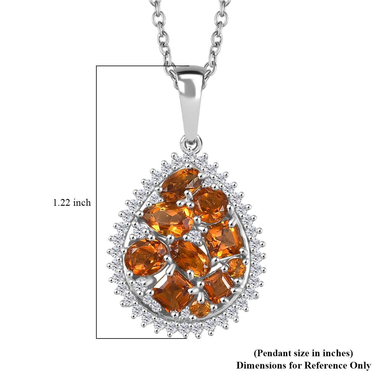 Santa Ana Madeira Citrine and Multi Gemstone 2.40 ctw Miracle Garden Pendant Necklace 20 Inches in Stainless Steel image number 6
