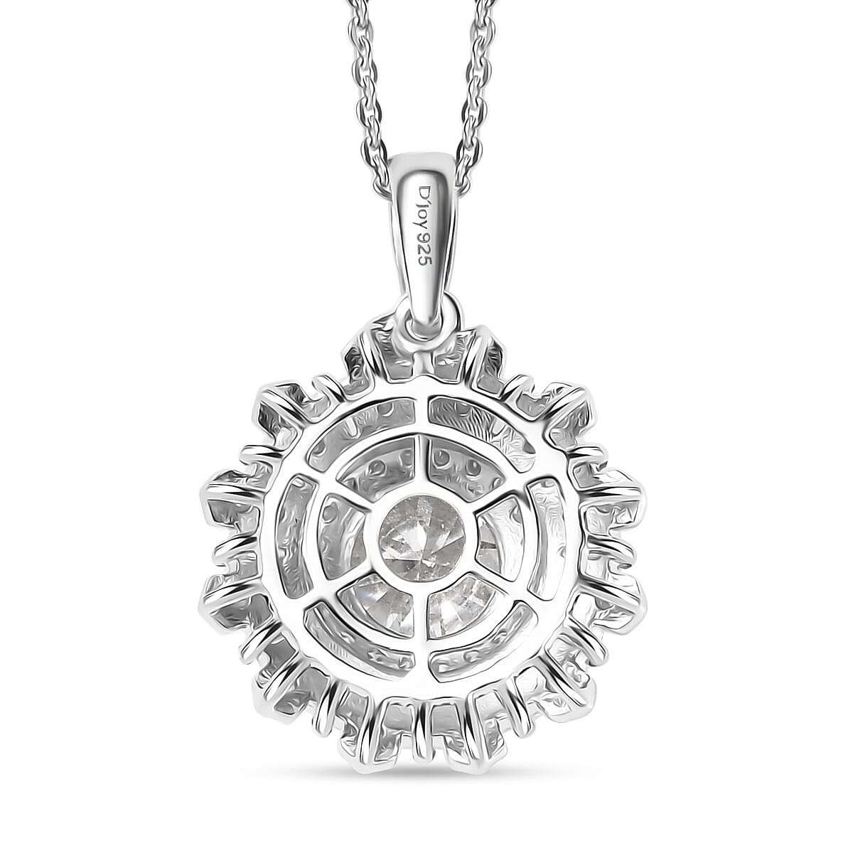 D'Joy Moissanite 2.10 ctw Vintage Floral Pendant Necklace in Rhodium Over Sterling Silver 20 Inches