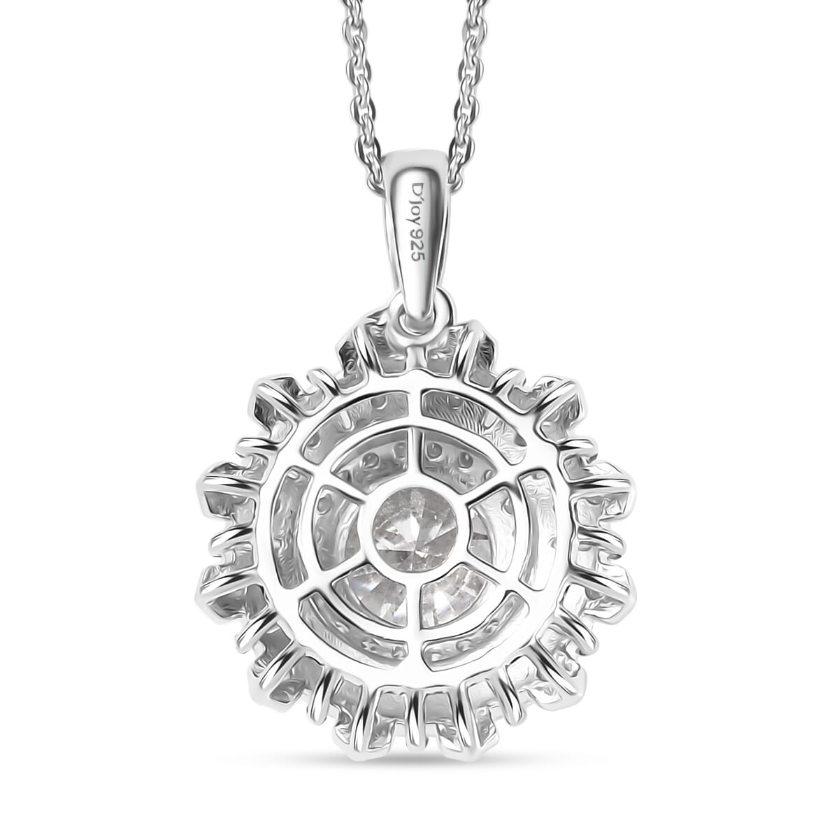 D'Joy Moissanite 2.10 ctw Vintage Floral Pendant Necklace in Rhodium Over Sterling Silver 20 Inches image number 4