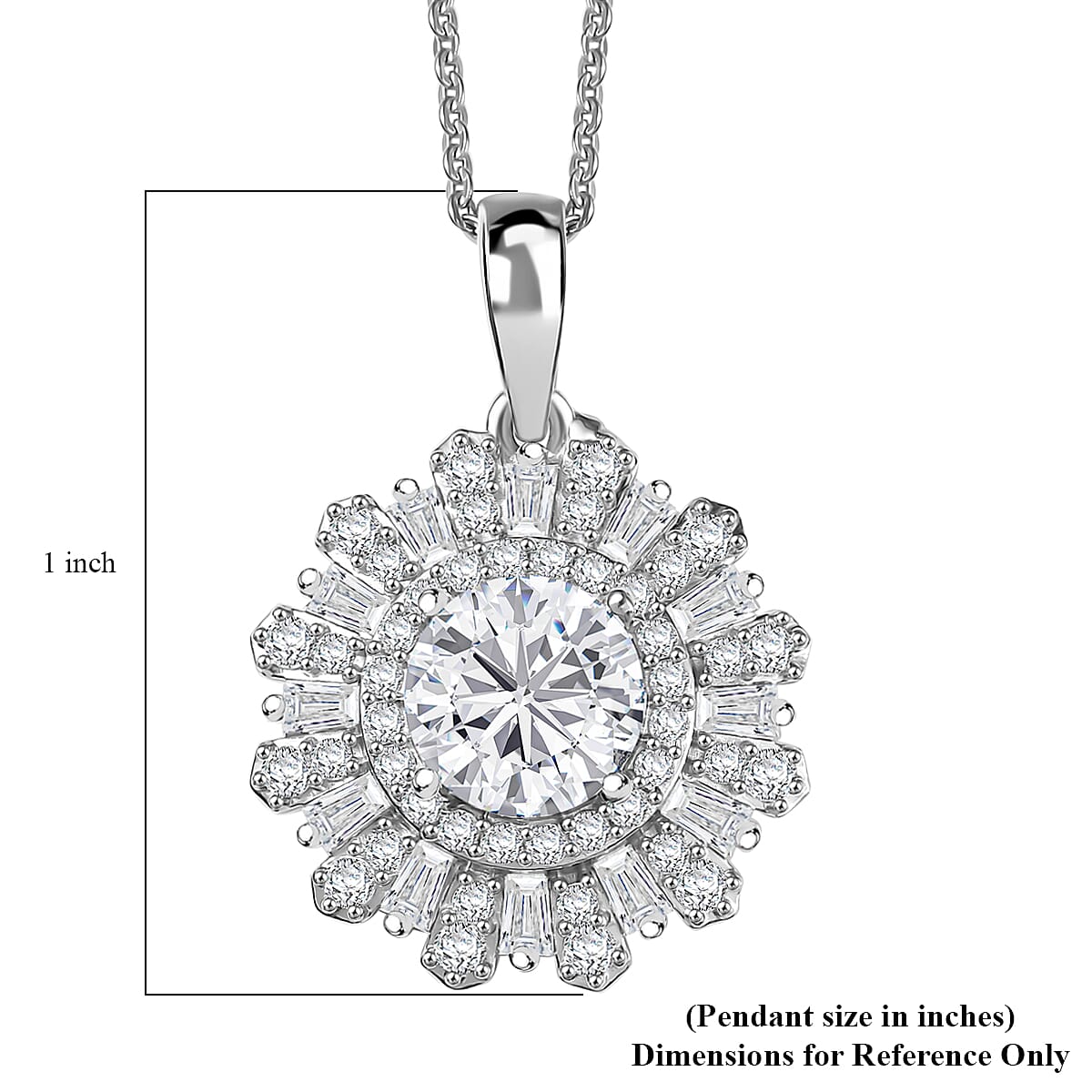 D'Joy Moissanite 2.10 ctw Vintage Floral Pendant Necklace in Rhodium Over Sterling Silver 20 Inches