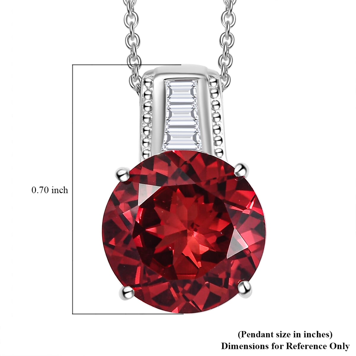 Karis Lab Created Padparadscha Sapphire and Created White Sapphire 6.60 ctw Pendant in Platinum Bond with Stainless Steel Necklace 20 Inches image number 5
