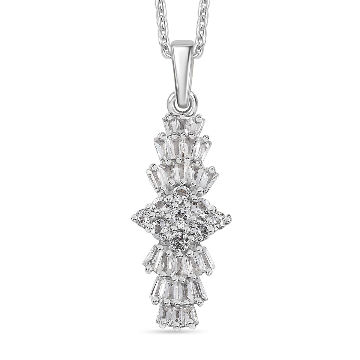 Karis Golconda Topaz 1.30 ctw Ballerina Pendant in Platinum Bond with Stainless Steel Necklace 20 Inches image number 0
