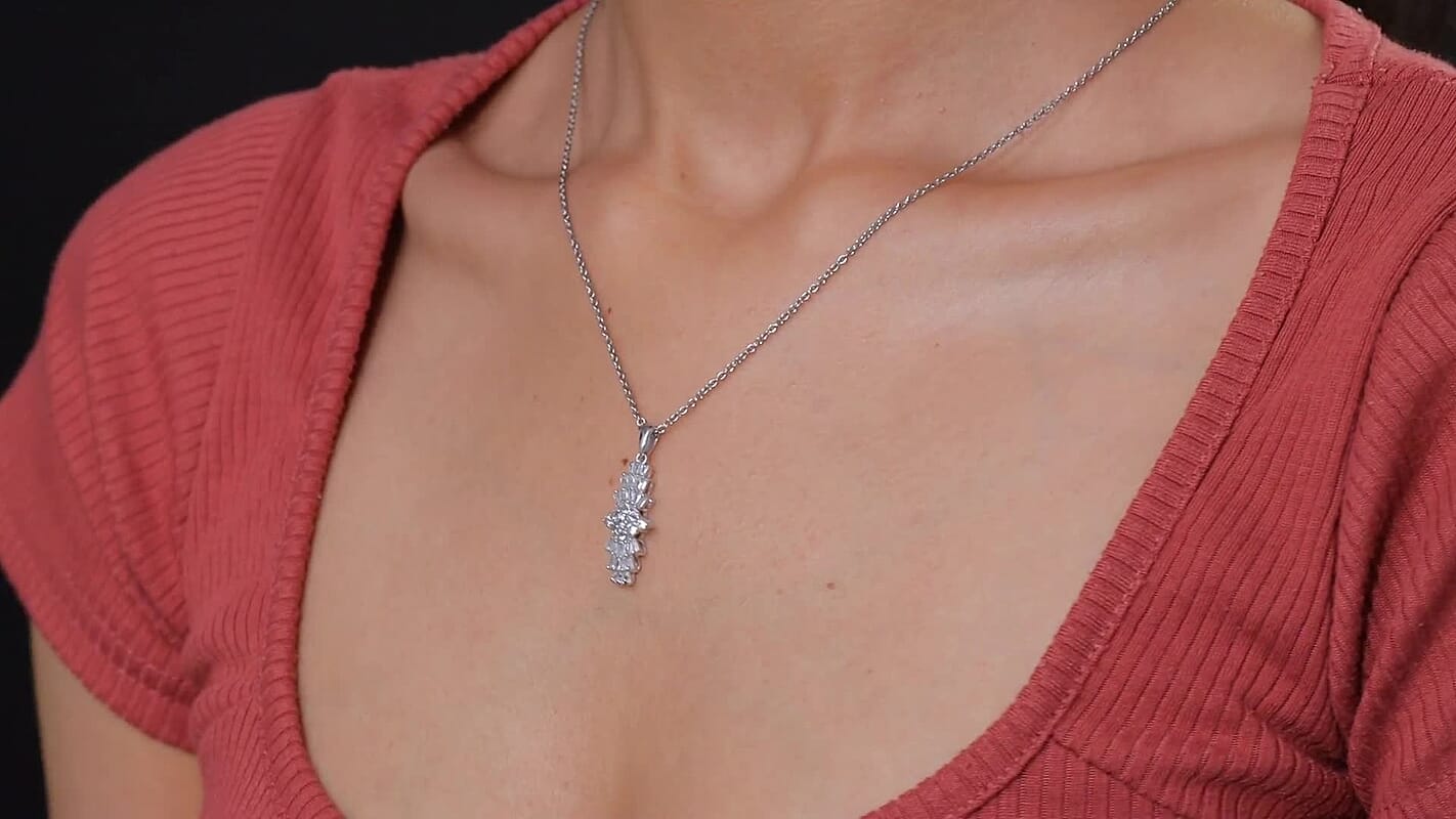 Karis Golconda Topaz 1.30 ctw Ballerina Pendant in Platinum Bond with Stainless Steel Necklace 20 Inches
