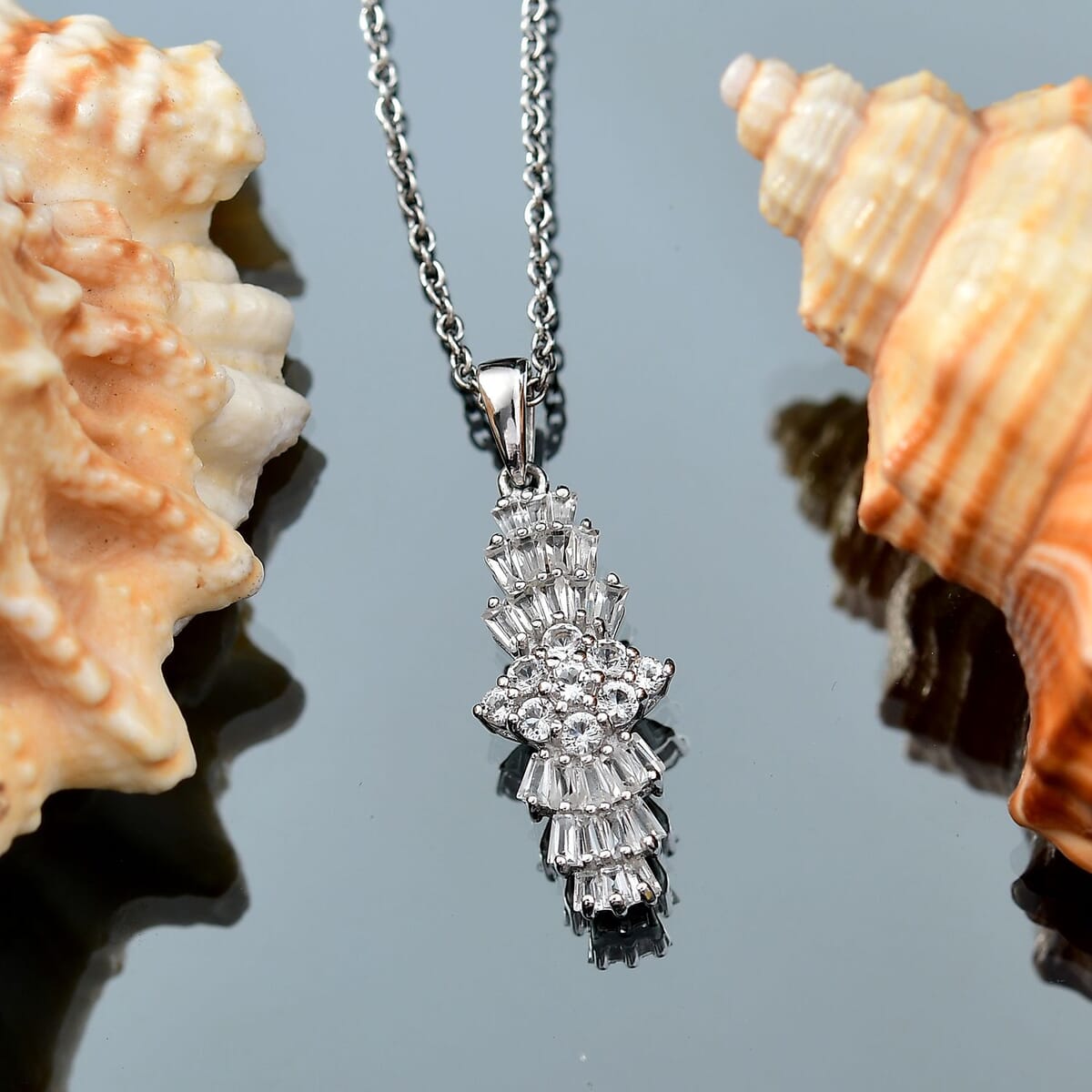 Karis Golconda Topaz 1.30 ctw Ballerina Pendant in Platinum Bond with Stainless Steel Necklace 20 Inches image number 1