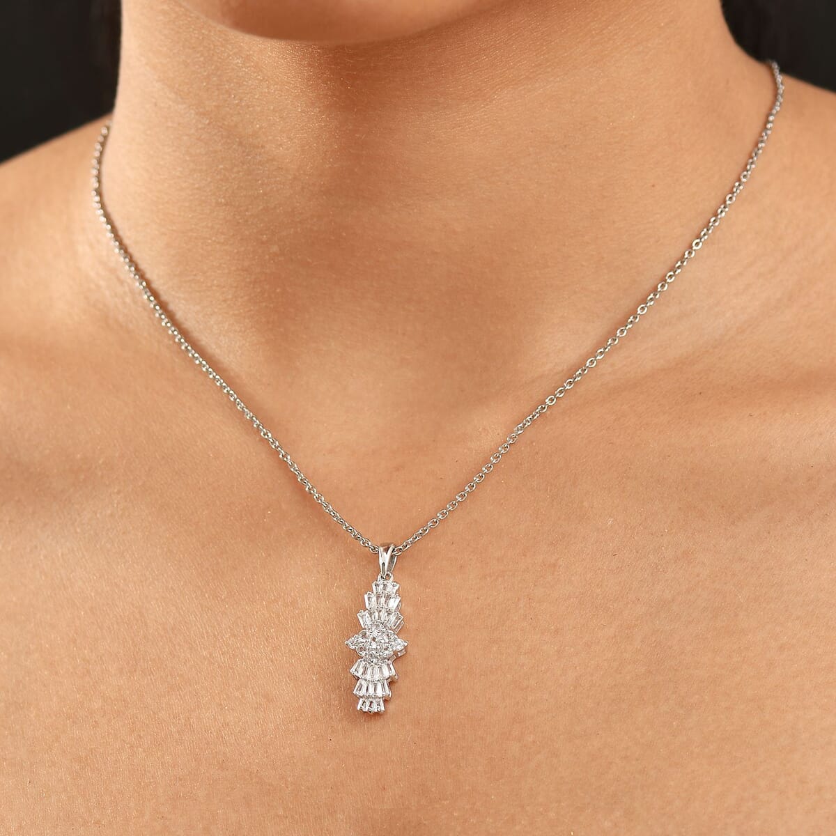 Karis Golconda Topaz 1.30 ctw Ballerina Pendant in Platinum Bond with Stainless Steel Necklace 20 Inches image number 2