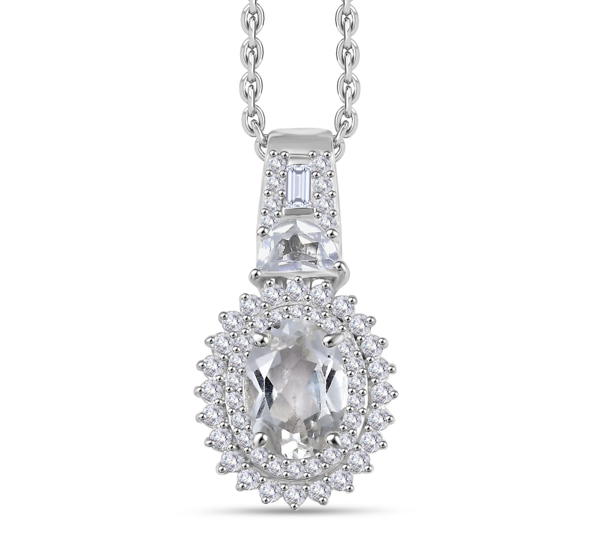 Golconda Topaz 2.20 ctw Vintage Royal Medallions Pendant in Platinum Over Sterling Silver with Stainless Steel Necklace 20 Inches image number 0