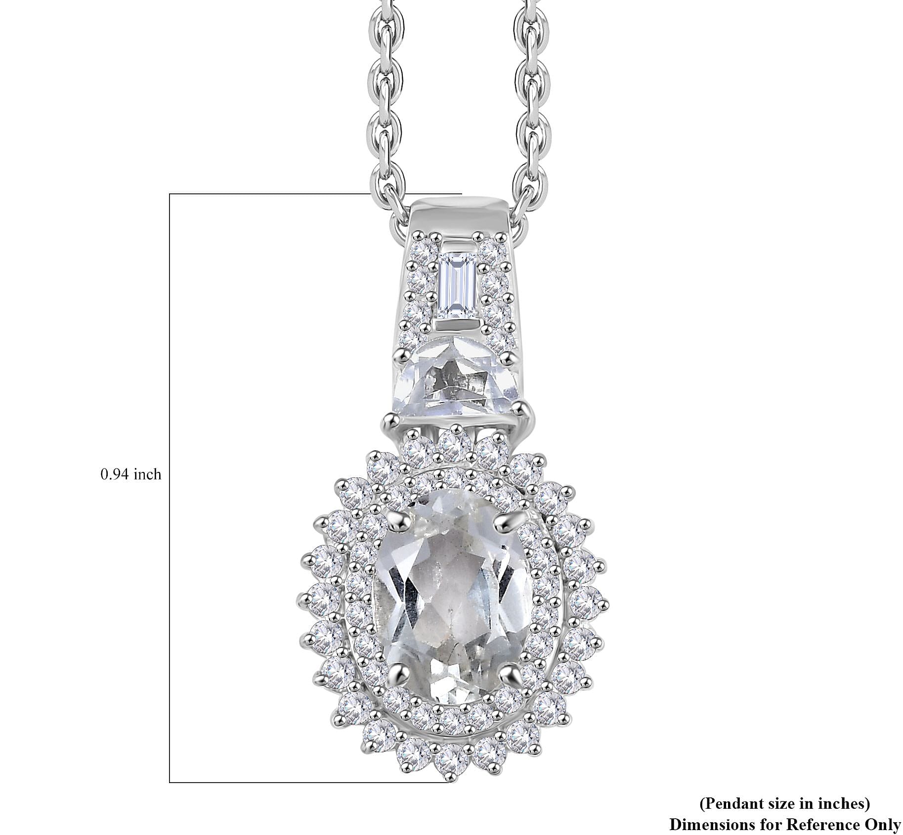 D'Joy Golconda Topaz 2.20 ctw Vintage Royal Medallions Pendant in Platinum Over Sterling Silver with Stainless Steel Necklace 20 Inches