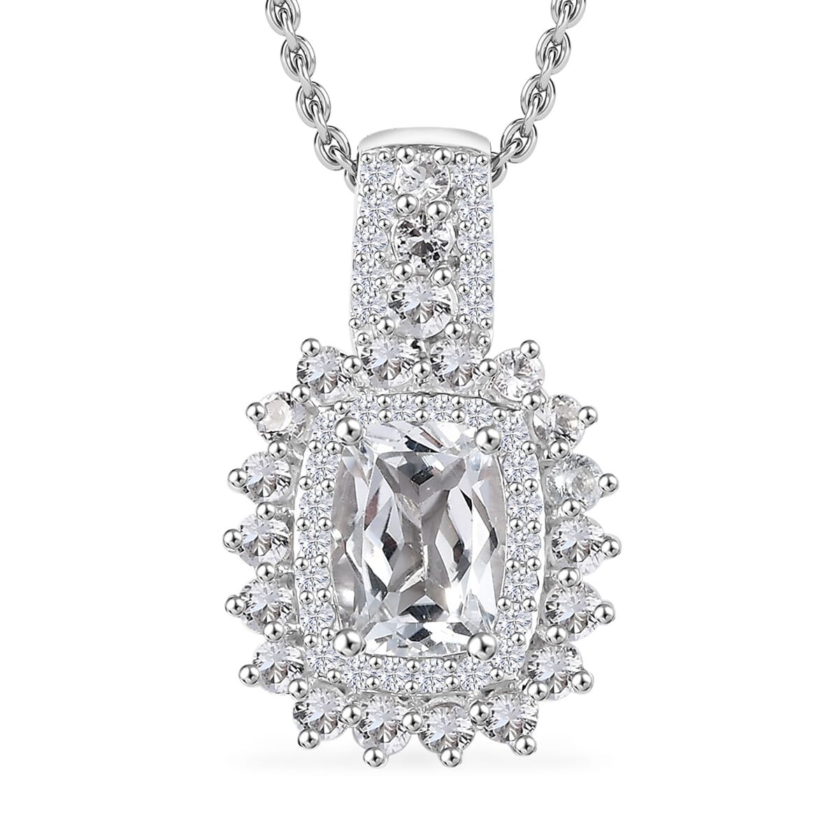 Golconda Topaz 3.10 ctw Royal European Heirlooms Pendant in Platinum Over Sterling Silver with Stainless Steel Necklace 20 Inches image number 0