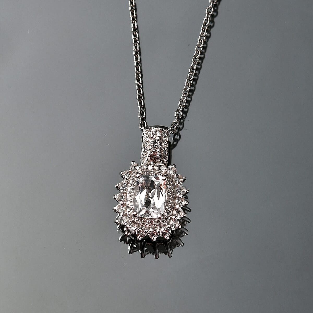 Golconda Topaz 3.10 ctw Royal European Heirlooms Pendant in Platinum Over Sterling Silver with Stainless Steel Necklace 20 Inches image number 1
