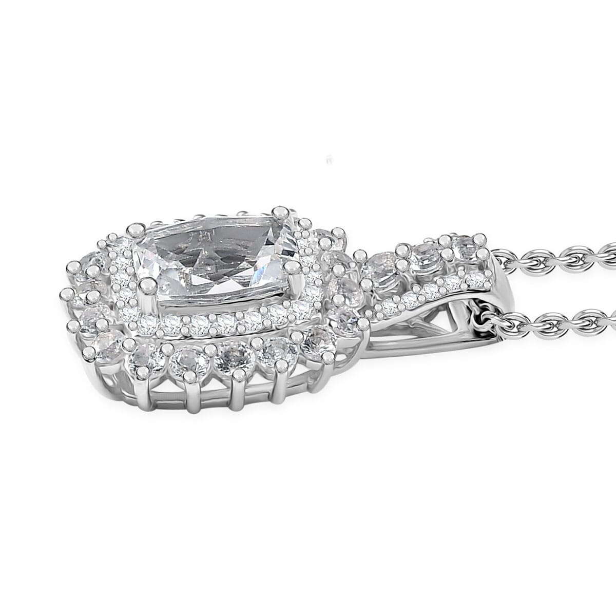 Golconda Topaz 3.10 ctw Royal European Heirlooms Pendant in Platinum Over Sterling Silver with Stainless Steel Necklace 20 Inches image number 3