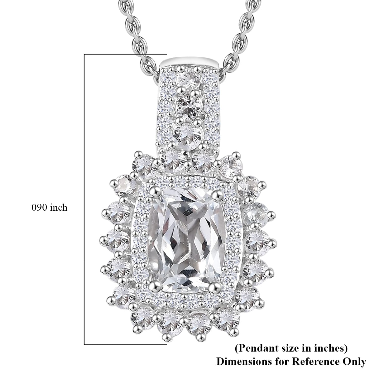 Golconda Topaz 3.10 ctw Royal European Heirlooms Pendant in Platinum Over Sterling Silver with Stainless Steel Necklace 20 Inches image number 6