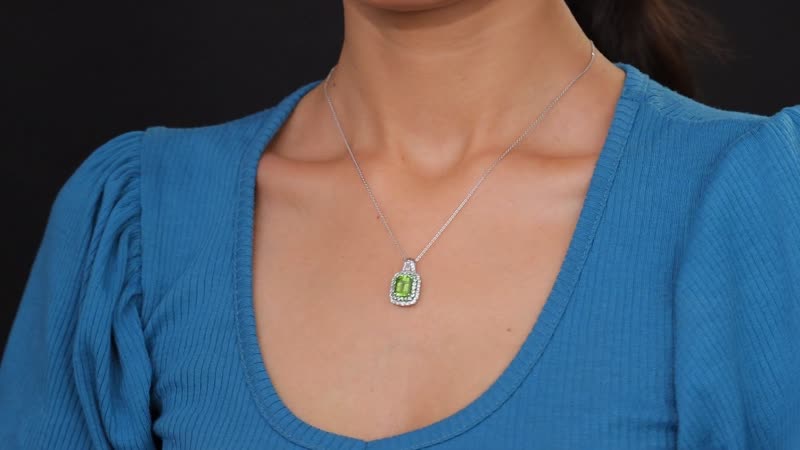 Hebei Peridot and Multi Gemstone 3.50 ctw Water Ripples Pendant Necklace in Rhodium Over Sterling Silver 20 Inches