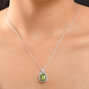 Hebei Peridot and Multi Gemstone 3.50 ctw Water Ripples Pendant Necklace in Rhodium Over Sterling Silver 20 Inches