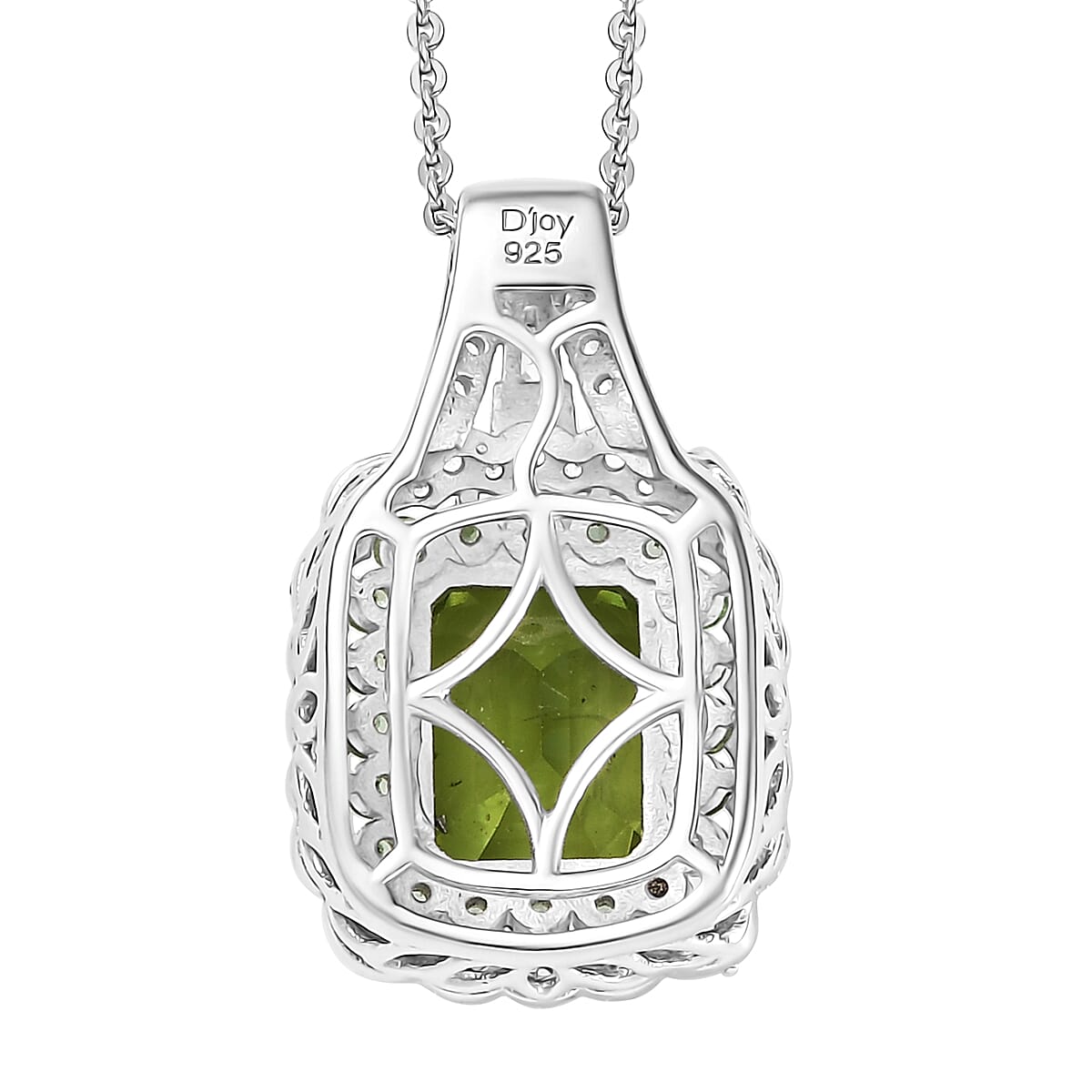 Hebei Peridot and Multi Gemstone 3.50 ctw Water Ripples Pendant Necklace in Rhodium Over Sterling Silver 20 Inches