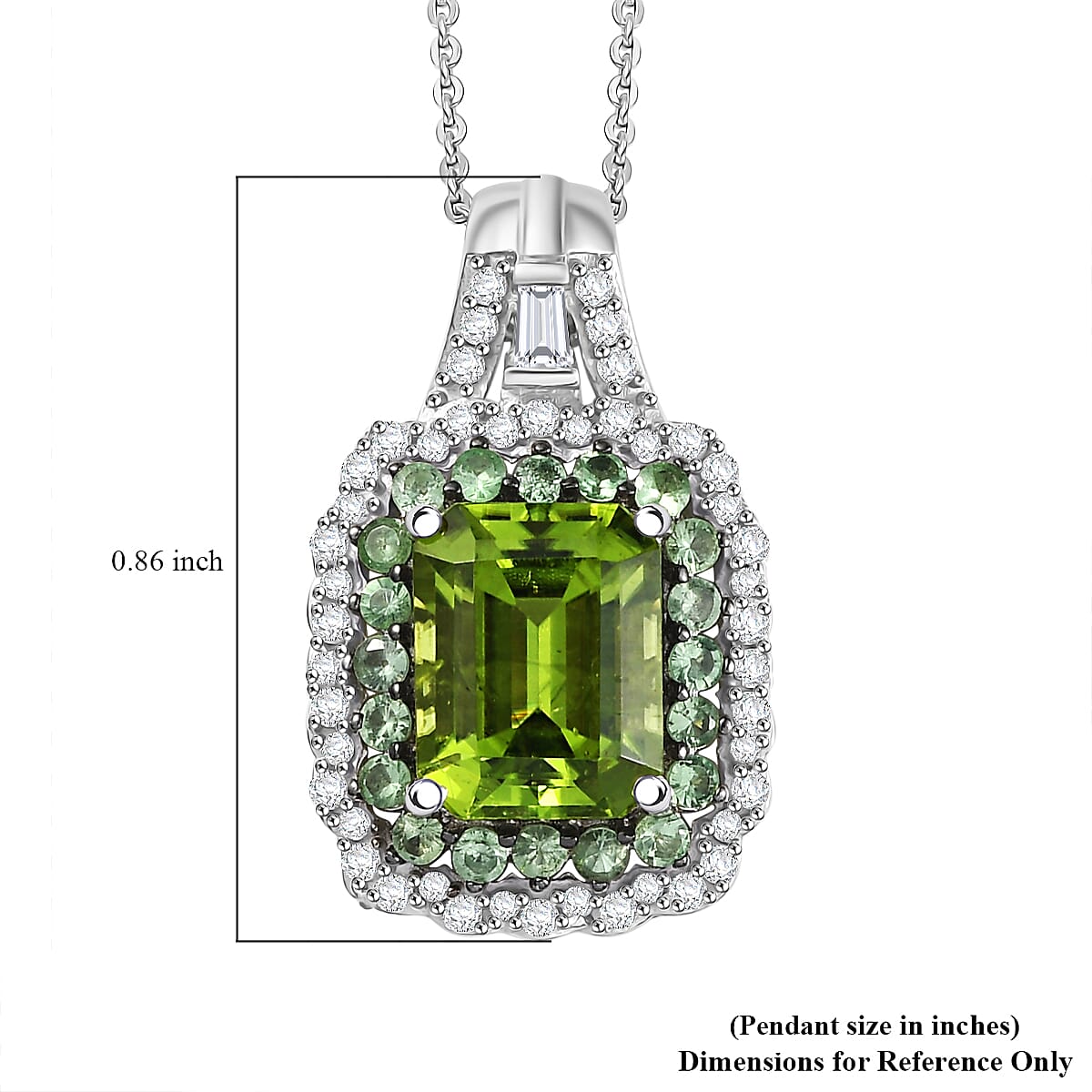 Hebei Peridot and Multi Gemstone 3.50 ctw Water Ripples Pendant Necklace in Rhodium Over Sterling Silver 20 Inches