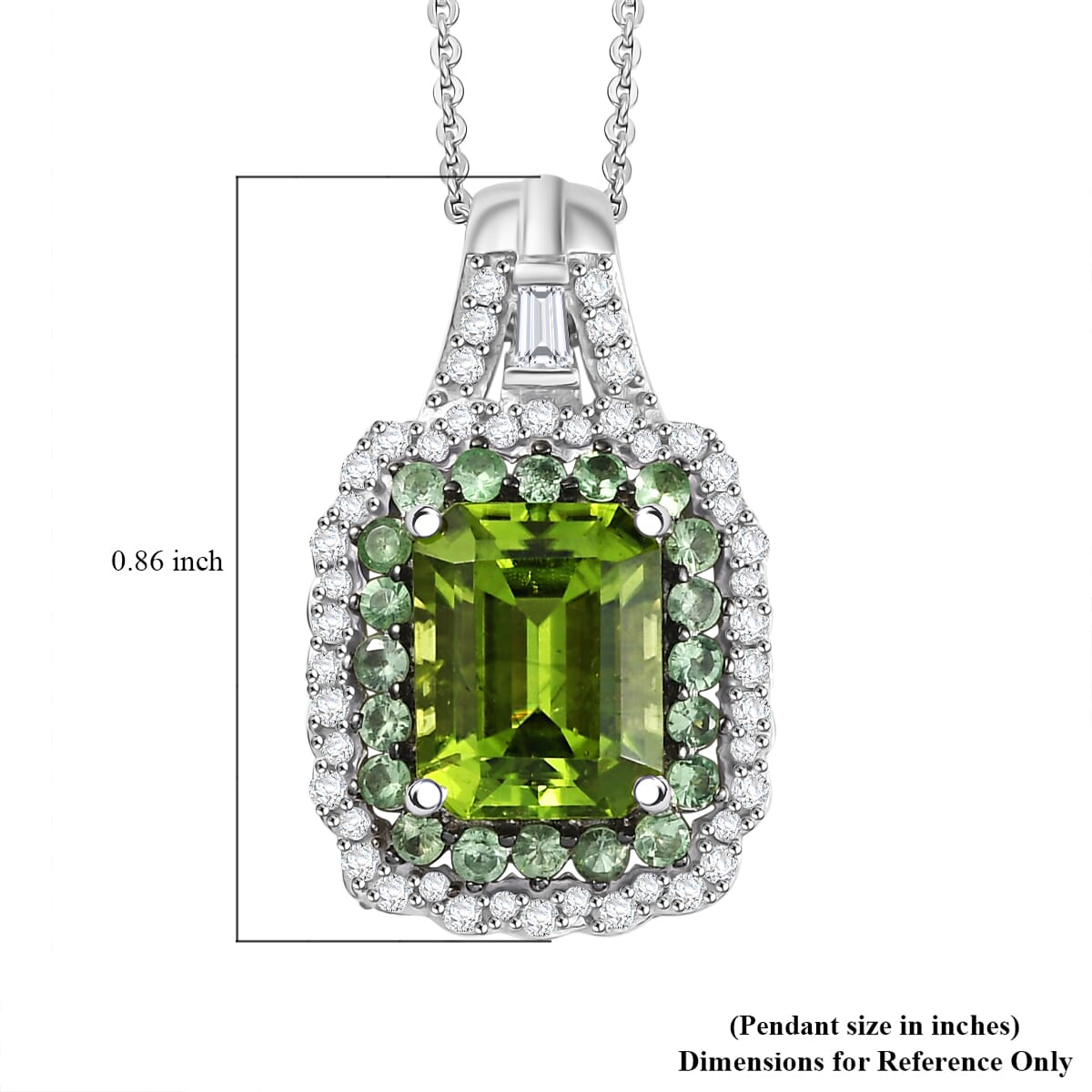Hebei Peridot and Multi Gemstone 3.50 ctw Water Ripples Pendant Necklace in Rhodium Over Sterling Silver 20 Inches image number 5