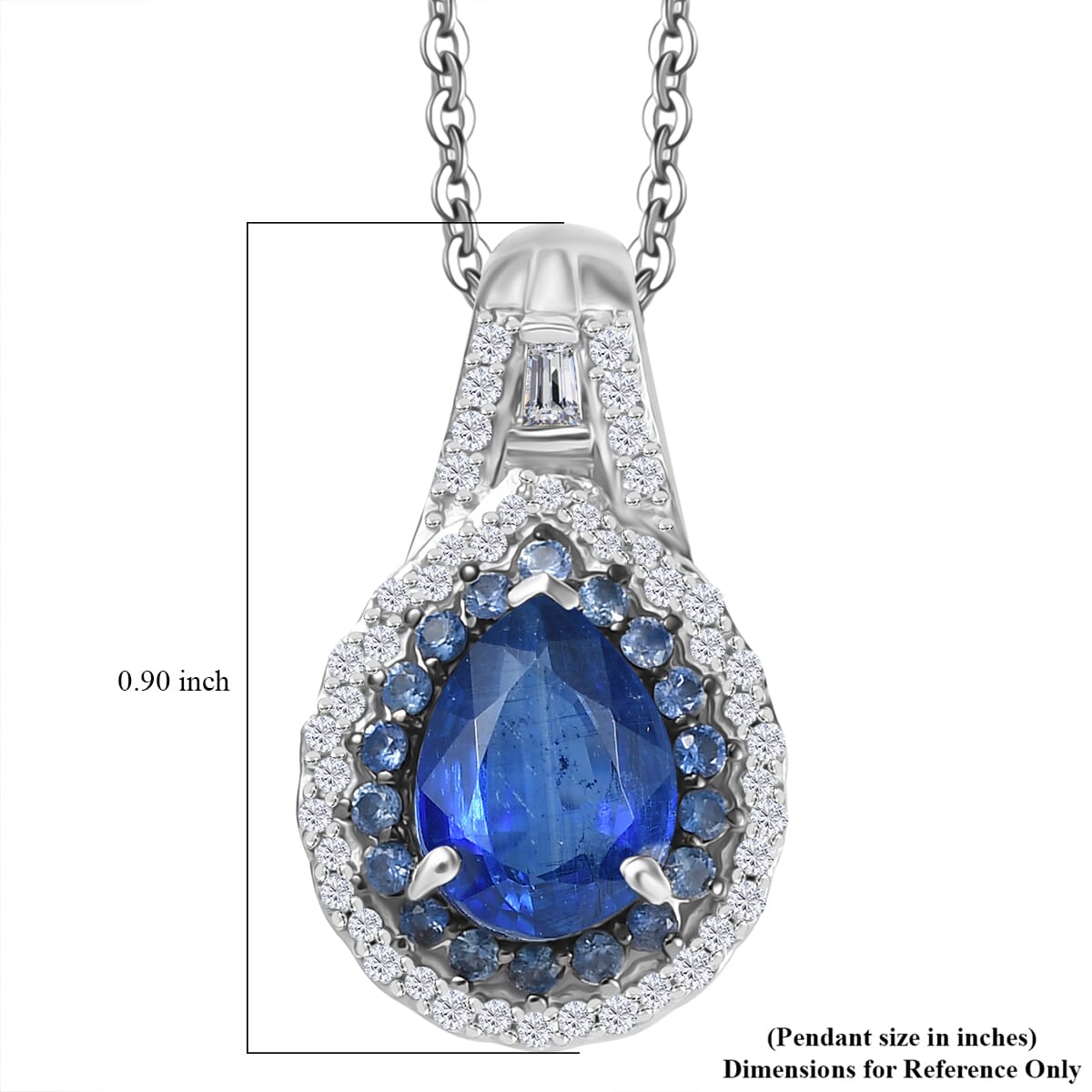 Kashmir Kyanite and Multi Gemstone 2.70 ctw Water Ripples Pendant Necklace in Rhodium Over Sterling Silver 20 Inches image number 5