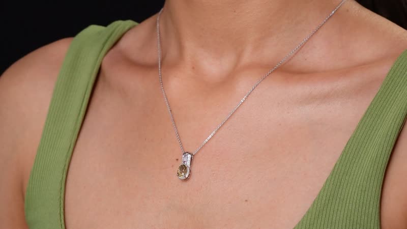 Mocha Scapolite and Multi Gemstone 1.35 ctw Pendant Necklace 20 Inches in Rhodium Over Sterling Silver