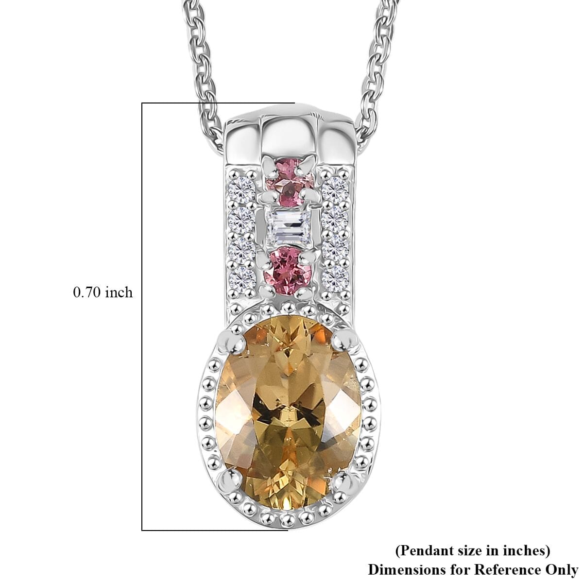 Mocha Scapolite and Multi Gemstone 1.35 ctw Pendant Necklace 20 Inches in Rhodium Over Sterling Silver image number 4