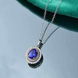 Certified & Appraised Rhapsody AAAA Tanzanite, Padparadscha Sapphire and E-F VS Diamond 3.00 ctw Pendant Necklace in 950 Platinum 20 Inches 