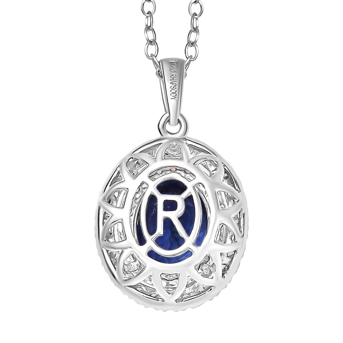 Certified & Appraised Rhapsody AAAA Tanzanite, Padparadscha Sapphire and E-F VS Diamond 3.00 ctw Pendant Necklace in 950 Platinum 20 Inches  image number 4
