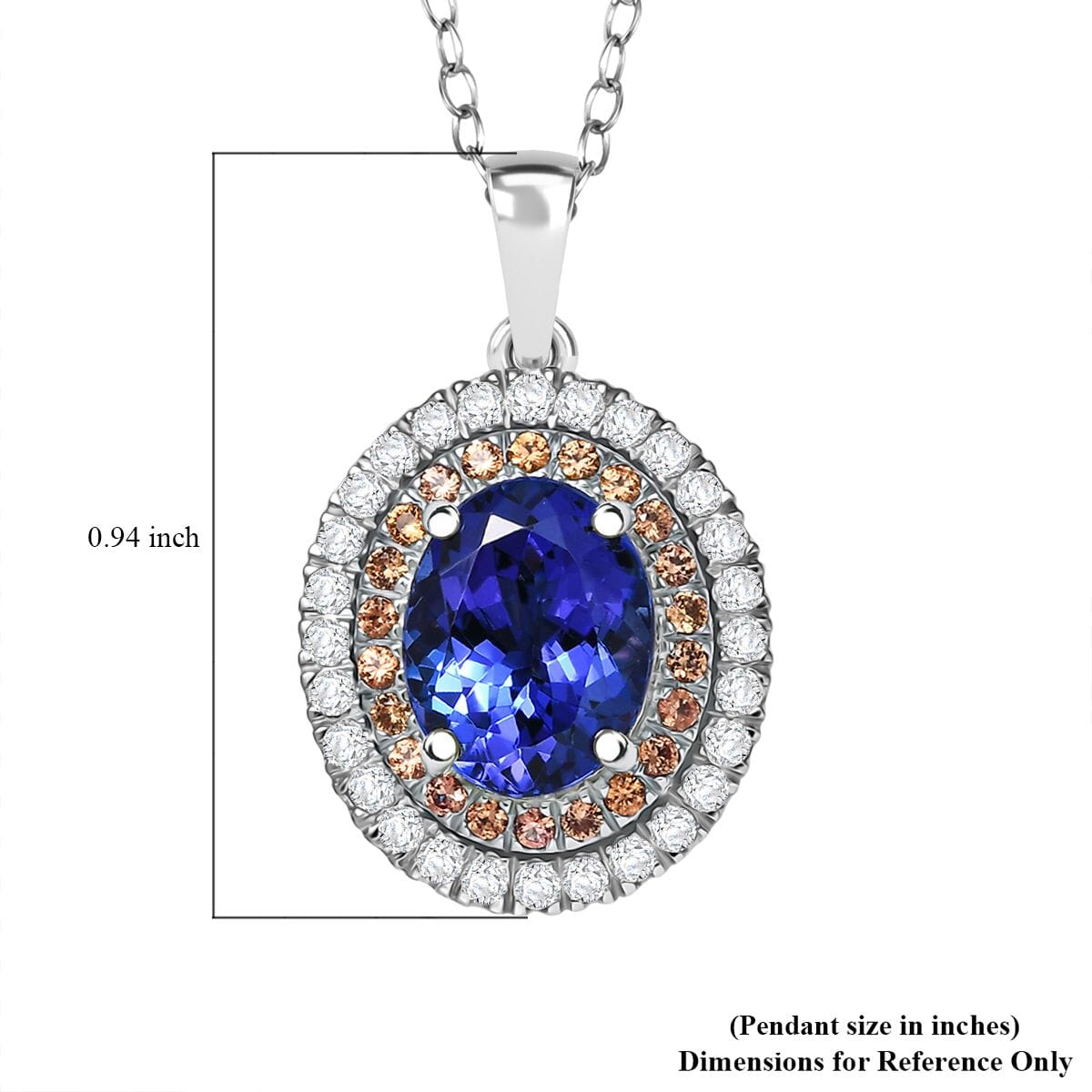 Certified & Appraised Rhapsody AAAA Tanzanite, Padparadscha Sapphire and E-F VS Diamond 3.00 ctw Pendant Necklace in 950 Platinum 20 Inches  image number 5
