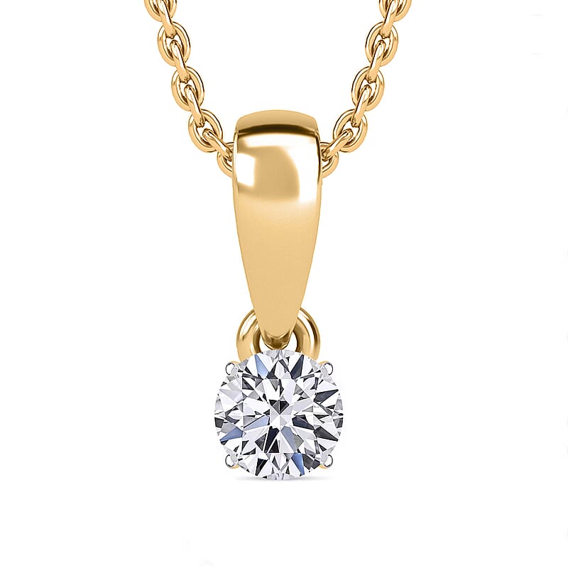 Luxuriant Lab Grown Diamond SI 0.50 ctw Pendant Necklace in 18K Vermeil Yellow Gold Over Sterling Silver 20 Inches