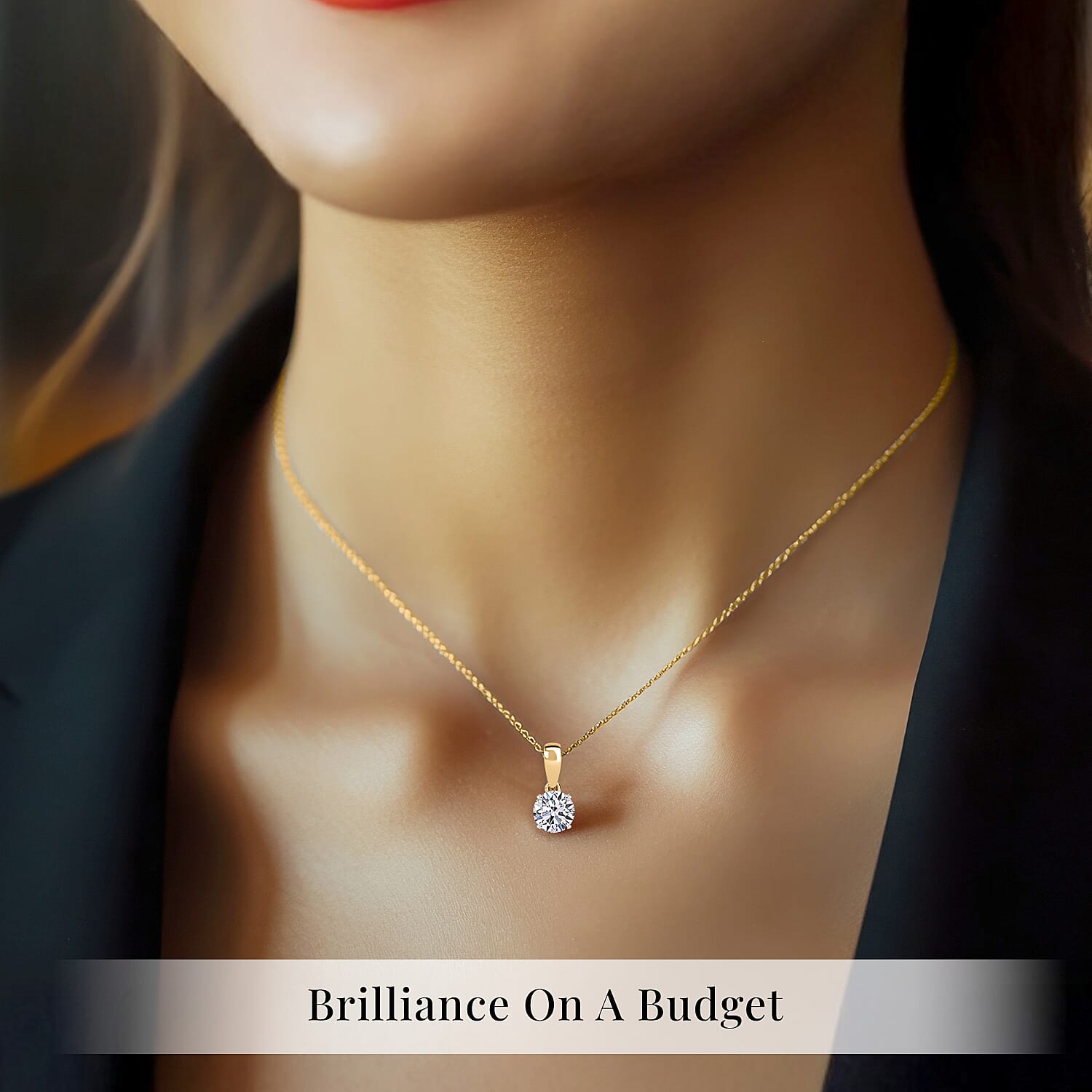 Luxuriant Lab Grown Diamond SI 0.50 ctw Pendant Necklace in 18K Vermeil Yellow Gold Over Sterling Silver 20 Inches