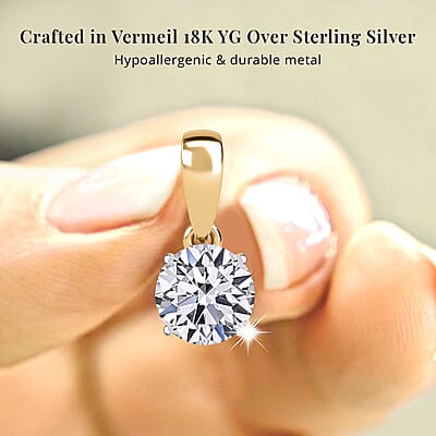 Luxuriant Lab Grown Diamond SI 0.50 ctw Pendant Necklace in 18K Vermeil Yellow Gold Over Sterling Silver 20 Inches
