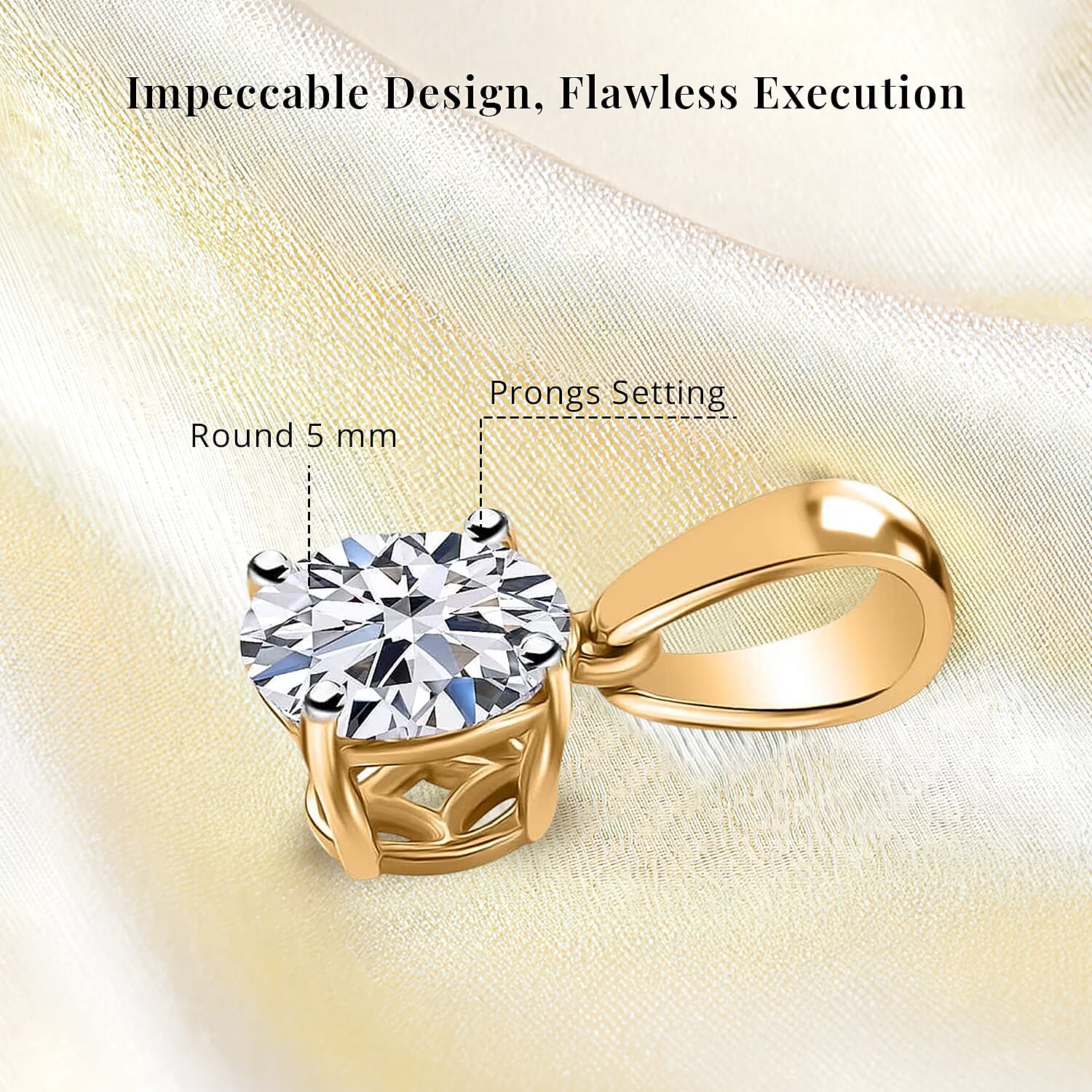 Luxuriant Lab Grown Diamond SI 0.50 ctw Pendant Necklace in 18K Vermeil Yellow Gold Over Sterling Silver 20 Inches