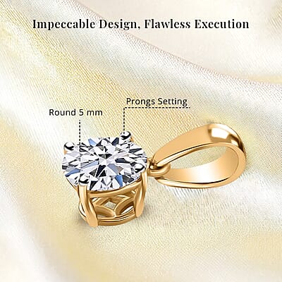 Luxuriant Lab Grown Diamond SI 0.50 ctw Pendant Necklace in 18K Vermeil Yellow Gold Over Sterling Silver 20 Inches