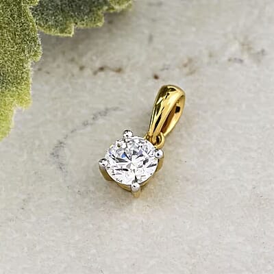 Luxuriant Lab Grown Diamond SI 0.50 ctw Pendant Necklace in 18K Vermeil Yellow Gold Over Sterling Silver 20 Inches